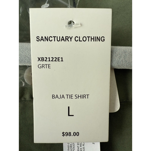 Women's Sanctuary Baja Tie Shirt, Size L, Green - Picture 5 of 9